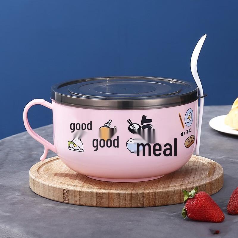 ZISIZ Миска для лапши быстрого приготовления из нержавеющей стали с крышкой (Набор из 2)