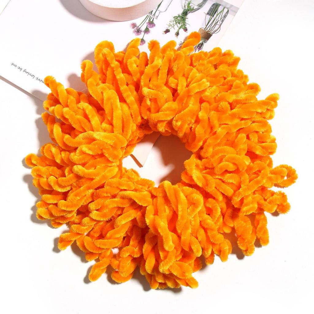 Handmade Wool Hair Tie - Ethnic Style Golden Velvet Flower Headwear, Multi-color Options