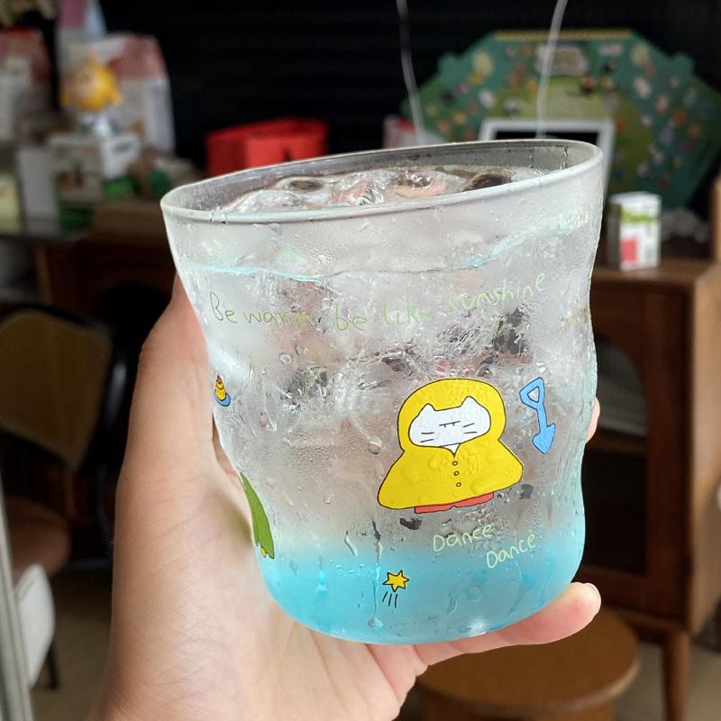 Homemade Niche Sleepy Kitten Irregular Coffee Cup, High Borosilicate Glass Water Cup With High Temperature Resistance 325Ml