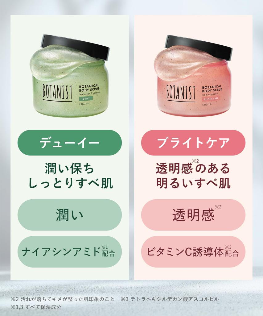 BOTANIST Botanical Body Scrub Dewy Exfoliating and Moisturizing with Foaming Gel Cushion for Gentle Mildly Herbal Geranium - Niacinamide. Cleansing.