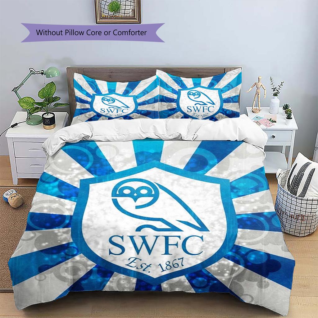 Sheffield Wednesday Football Club Pattern Bedding,Quilt Set Quilt Cover Pillowcase Home Birthday Gift (1 * duvet cover + 2 * pillowcase, without core)