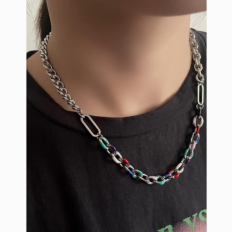 Geometric Stainless Steel Chain Necklace And Bracelet For Men And Women