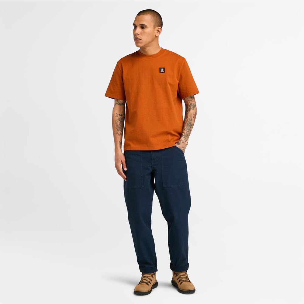 Timberland Men's Short Sleeve Woven Badge T-Shirt, Umber L (TB0A42P58881)