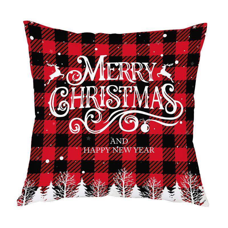 Christmas Hug Furniture Pillowcase Red Plaid Sofa Waist Support Pillow Home Home Decor Linen