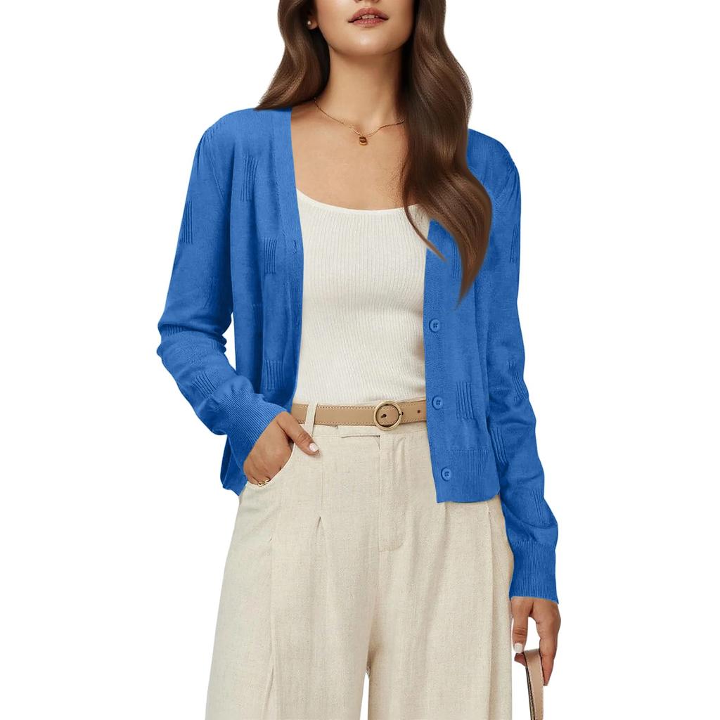 Women's Casual Fashion Short Cardigan Casual Long Sleeve Colour Top