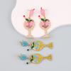 European and American New Cute Color Drip Oil Fashion Strawberry Wine Glass Earrings Pearl Alloy Diamond-encrusted Goblet Earrings Women