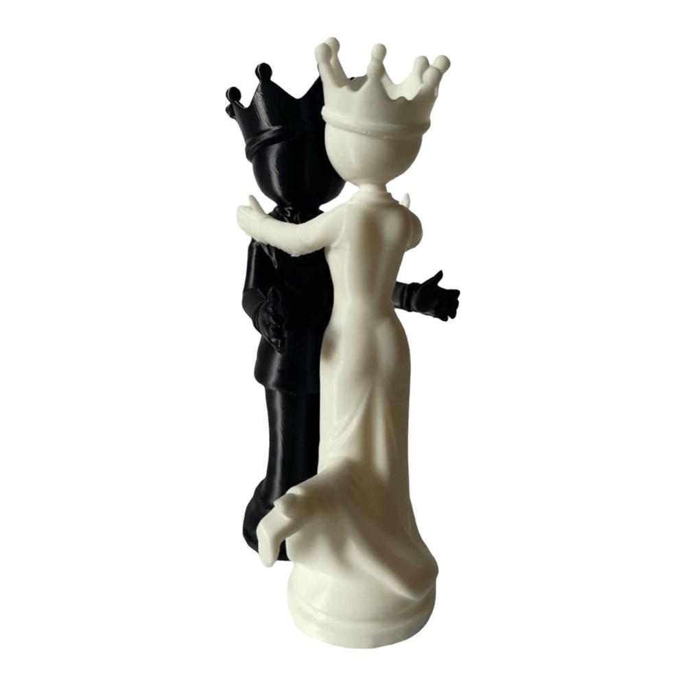 2pcs Sculpture Chess Couple Statues 3D Printed Queen King Statue Persons Figurine Office