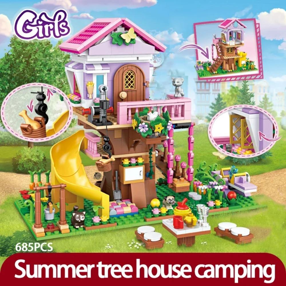 City Summer Holiday Villa Princess Castle Building Blocks Swimming Pool Diy Toy For Kids Friends Girls Birthday Gift