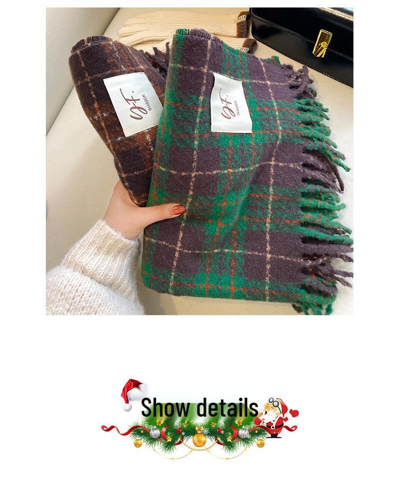 2023 Retro Grün Damen Imitatkashmir Dick Schal & Stola - Neujahr Weihnachts Kollektion
