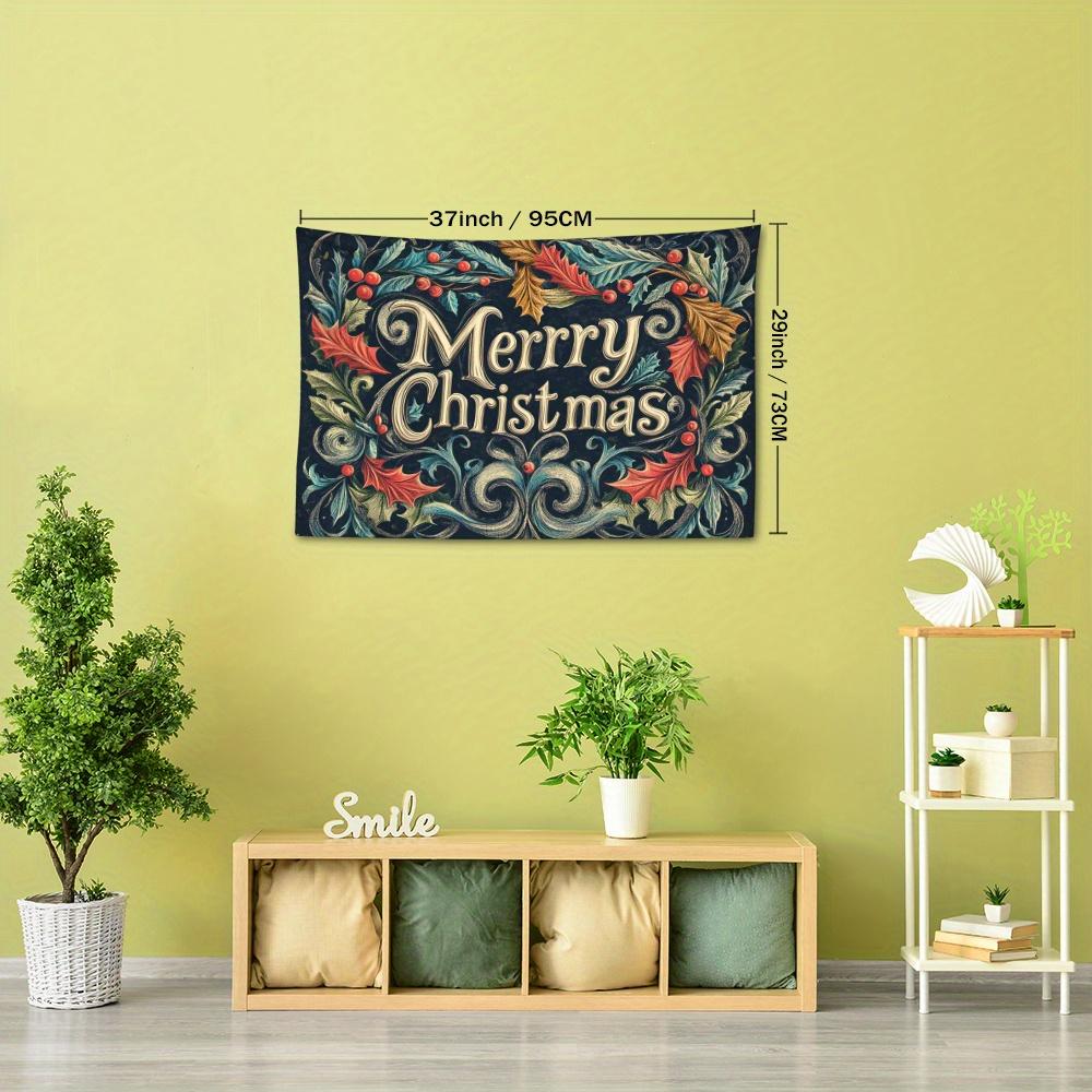 1pc Vintage Christmas Blessing Print Tapestry, Festive Atmosphere Wall Hanging Bohemian Home Decor for Living Room or Bedroom, Holiday Gift with Insta