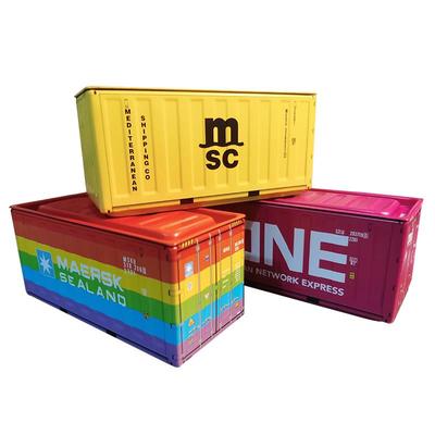 Mini Desktop Cargo Container Ornament Blind Box Toy Tinplate Storage Figurine