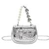 Pearl Chain Small Bag for Women New Trendy Mini Bag Silver High-Quality Texture Niche Crossbody Bag