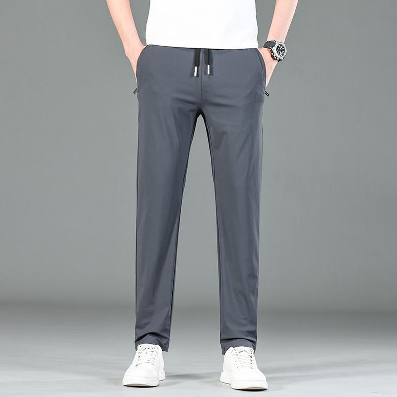 Pantalones casuales rectos sueltos finos de seda de hielo de verano para hombres Pantalones de hombre de secado rápido