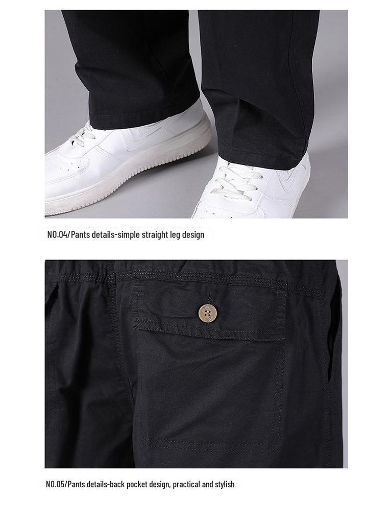 Pánske bavlnené pracovné nohavice s pranou úpravou - Voľný rovný strih pre stredný vek, business casual