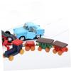 1/12 Miniature Wood Train Toy with Vibrancy Color Carriages and Metal Hooks for Doll House Scene Display Enhancement