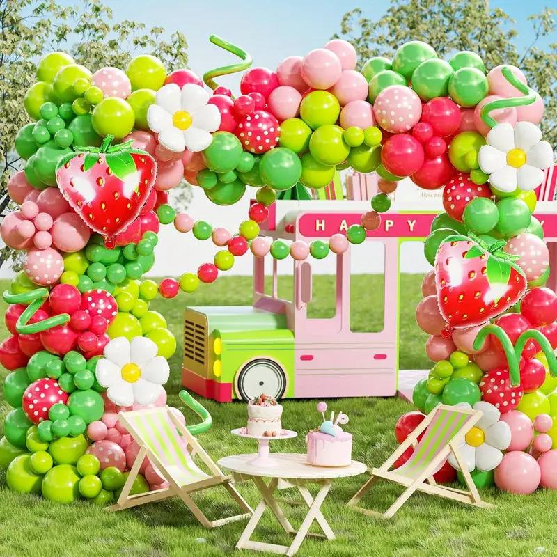 Adorable Strawberry Balloon Garland Set for Birthday Parties & Kids Photo Props