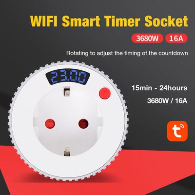 2025 New Tuya WiFi Smart Timer Socket Smart Plug 15 Minutes-24 Hours Wireless Control Socket Outlet with Energy Monitering Timer