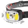 XPG+COB Headlight 550LM 1200mAh Type-C USB Rechargeable IPX4 Waterproof