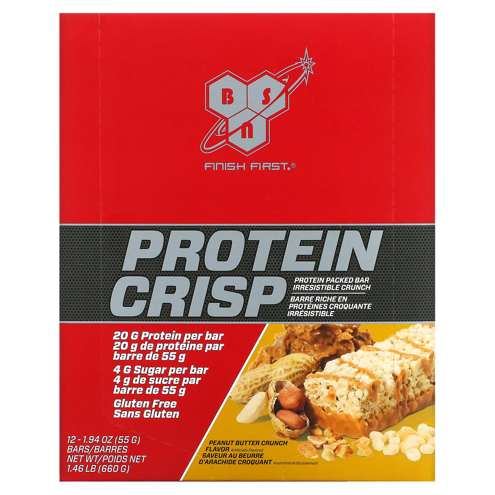 

BSN, Protein Crisp, Peanut Butter Crunch, 12 bars, 1.94 oz (55 g) each