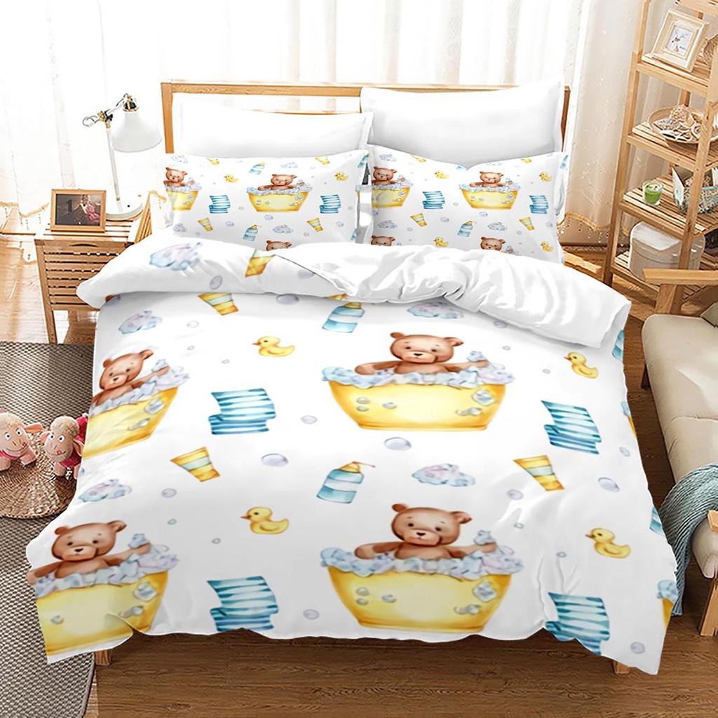 Yellow Duck Bedding Set Single Twin Full Queen King Size Little Duck Bed Set Aldult Kid Bedroom Duvetcover Sets 3D Print 020