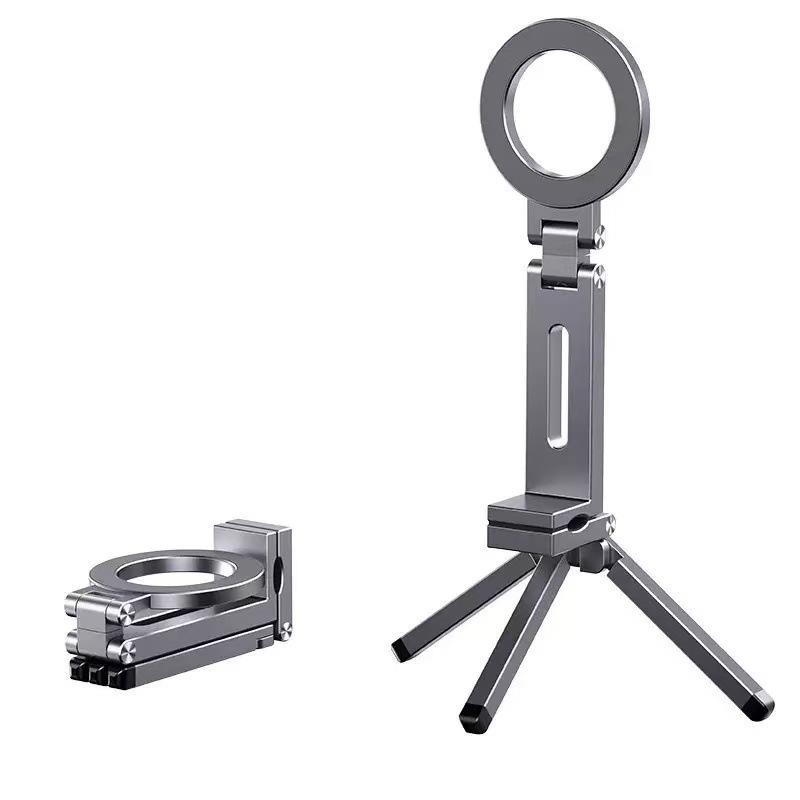 Magnetic Travel Phone Holder MagSafe Foldable 360° Rotating Clip Stand Portable Aluminum Alloy Desktop Mount for iPhone Android