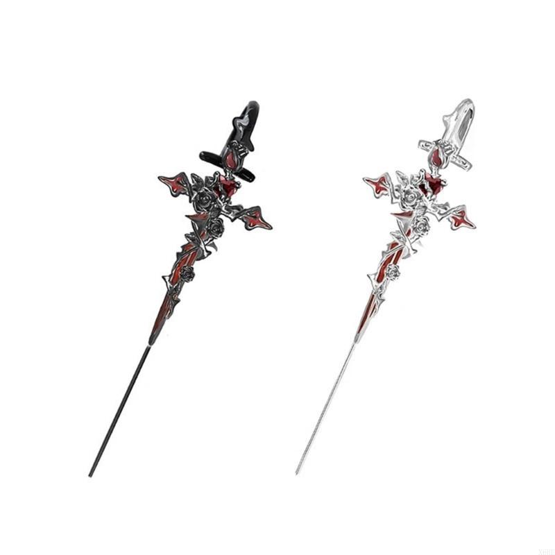 Moda Retro Y2K Dark Gothic Punk Orecchino Rosa Croce Spina Lega Unisex Piercing Ago Auricolare Orecchini a Lobo Pendente Gioielli Accessori