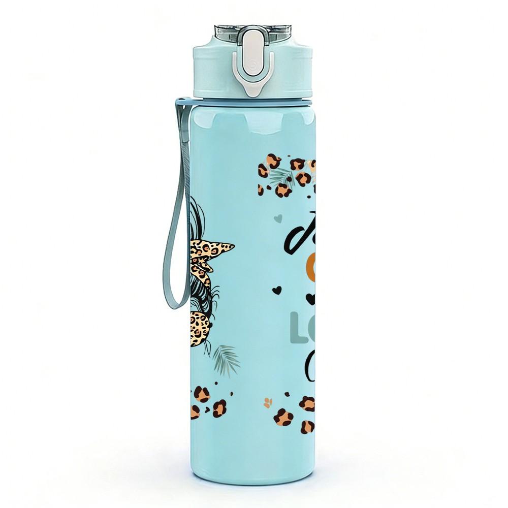 1PC Just A Girl Who Loves Coffee Quote 750ml Color Plastic Sports Water Bottle Leakproof Flip Straw Lid Suitable for Sports Office Home Use