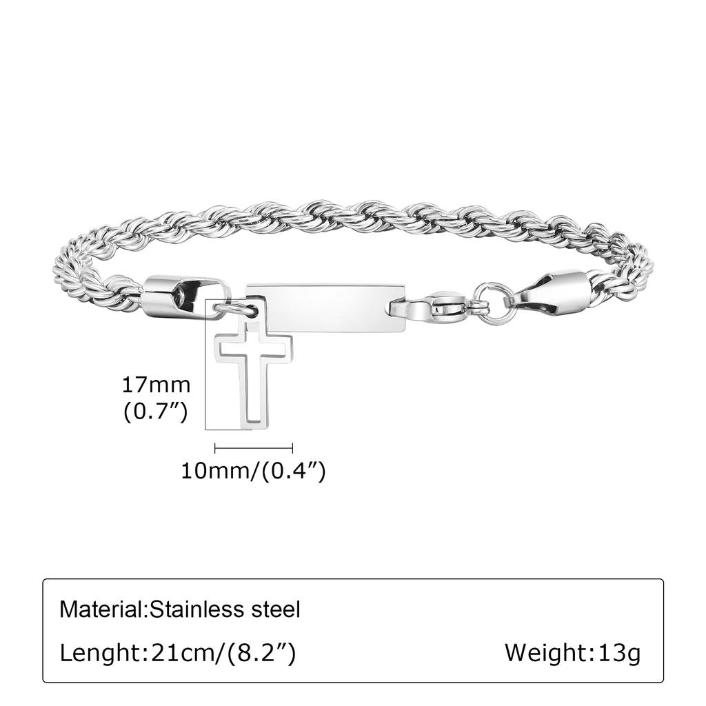 Customized Cross Charm Bracelets for Men Boys,Waterproof Stainless Steel Chain Links Wristband,Trendy Jewelry Gift to Father BBF