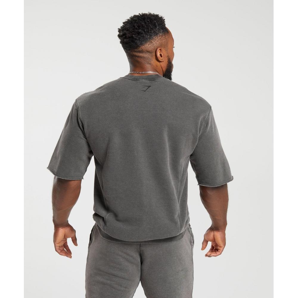 Gymshark Heritage Washed Short Sleeve Crew Onyx Grey A4a8d Gb8n