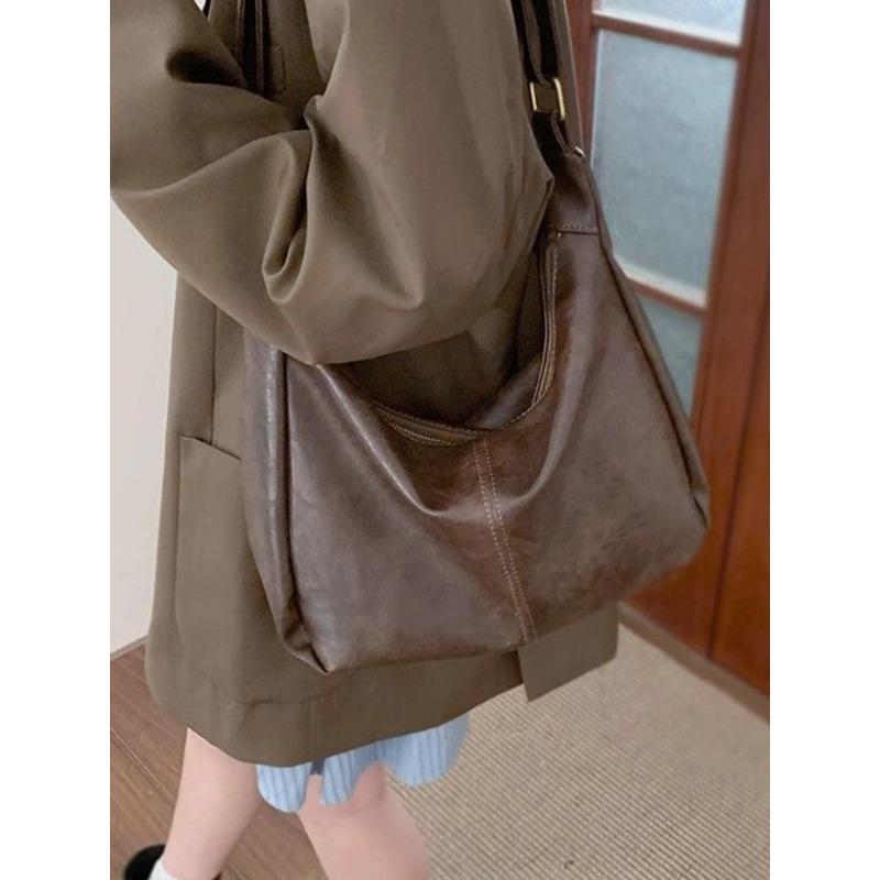 

Maillard retro messenger bag women s new trendy tote bag fashionable versatile large-capacity shoulder bag темно-коричневого