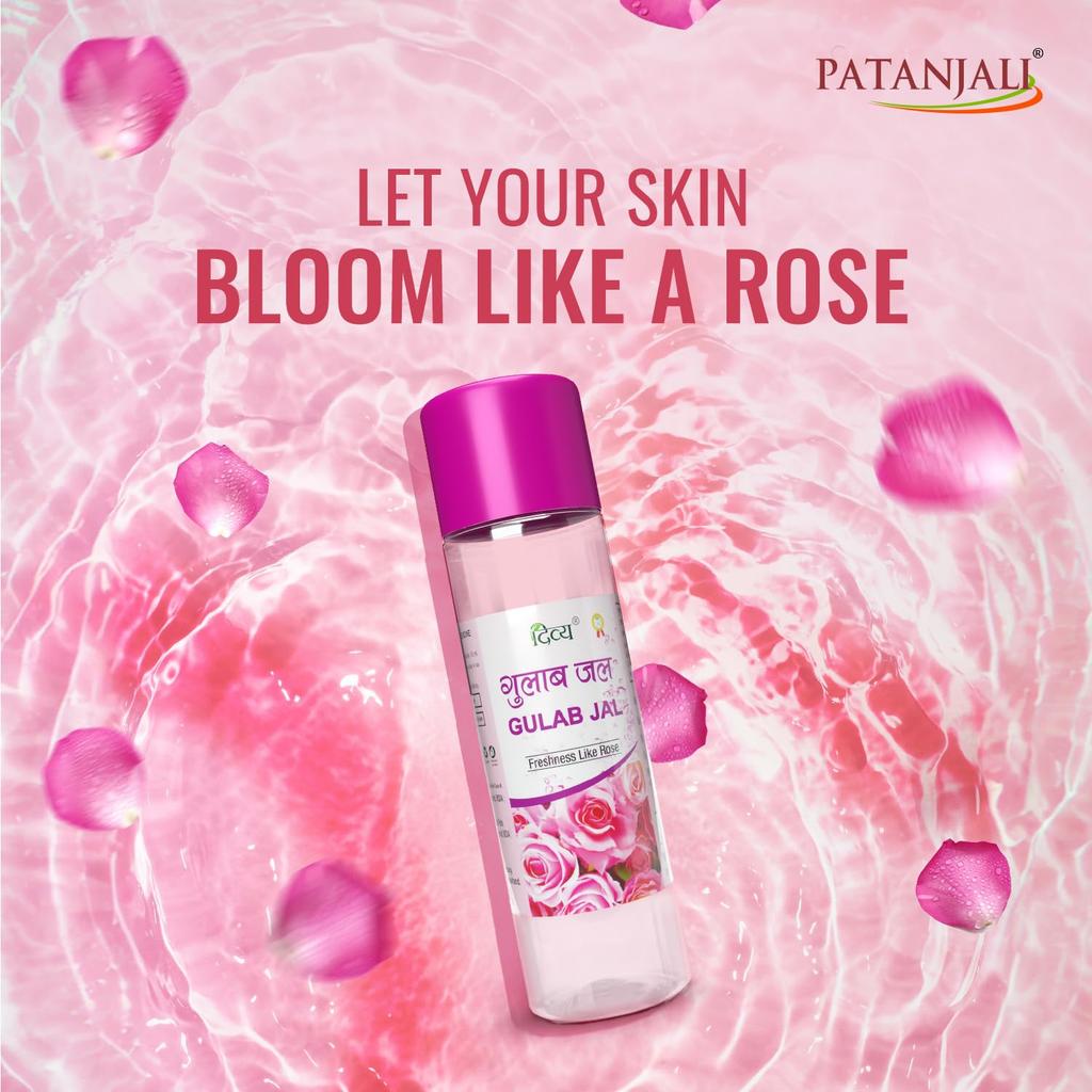 Patanjali Divya Gulab Jal Rose Water Facial Toner Hydrating Skin Care Mist 120 Ml X Pack Of 8 Daily Refreshing Use
