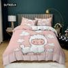 Cartoon Sheep Duvet Cover Set King Cute Little Sheep with A Yellow Bow Comforter Cover for Kids Girls Polyester Twin Quilt Cover