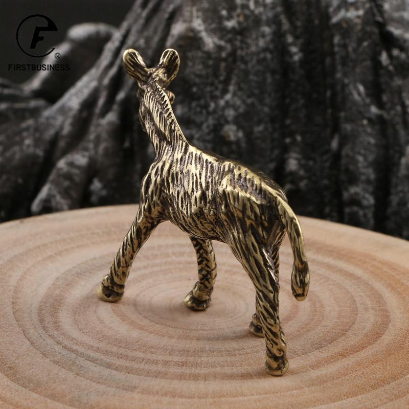 Solid Brass Donkey Small Ornament Antique Copper Animal Equus Asinus Miniature Figurines Home Desktop Decoration Accessories