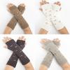 Winter Hand Gloves Soft Warm Gloves Arm Crochet Hollow Out Fingerless Gloves