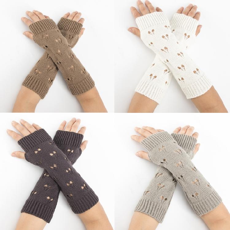 Winter Hand Gloves Soft Warm Gloves Arm Crochet Hollow Out Fingerless Gloves