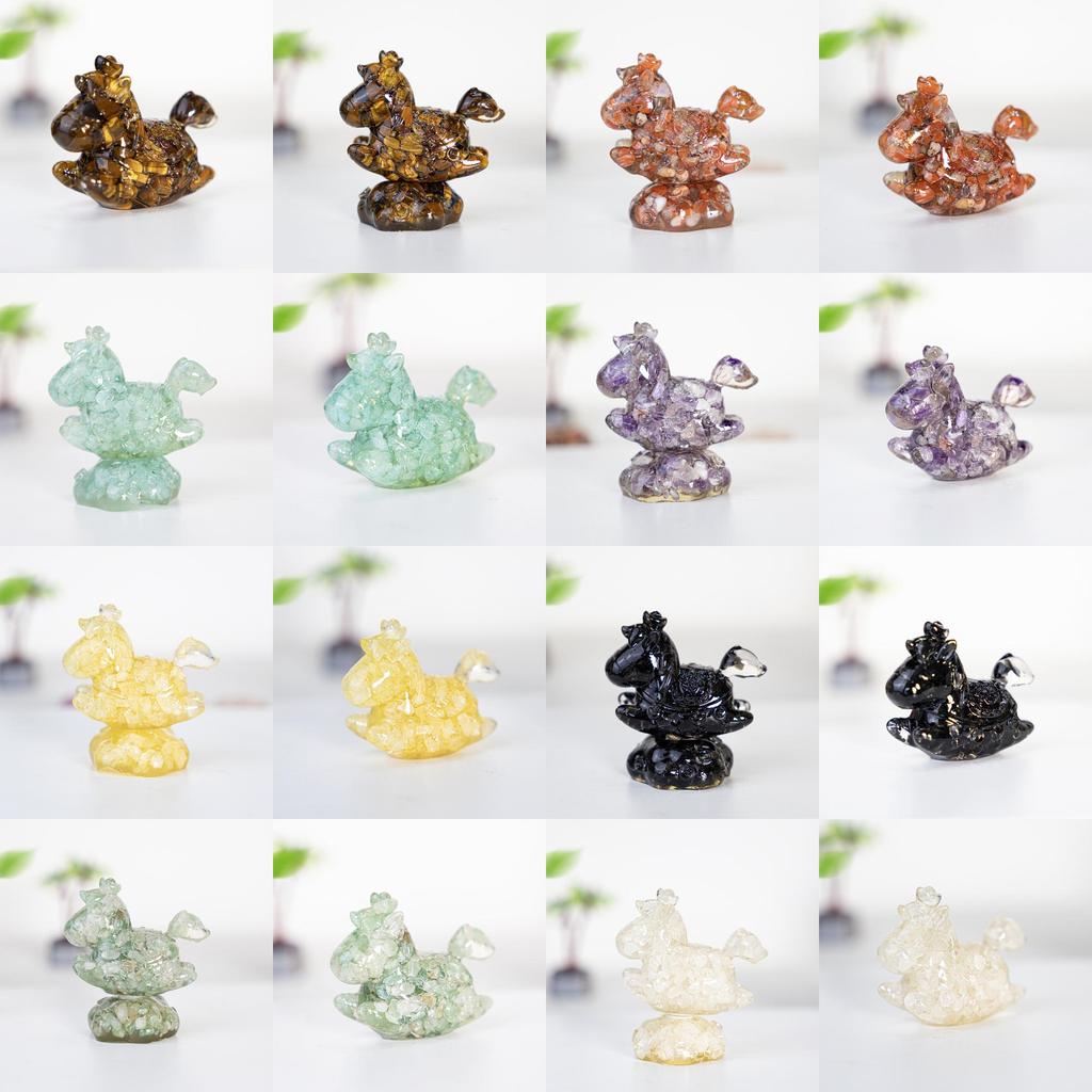 Resin Crystal Horses Desk Decor With Rotatable Animal Figurine For Gift Giving And Home Office