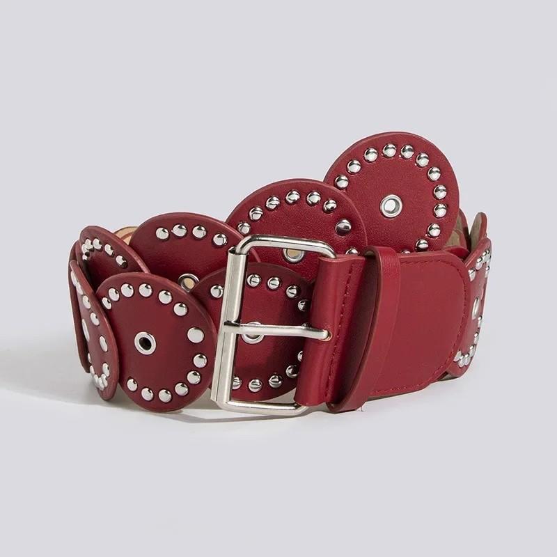 Retro Artful Faux Leather Belt With Irregular Pattern And Pin Closure For Ladies