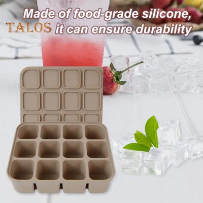 Bac à glaçons en silicone avec couvercle, sans BPA, flexible, pour 12 glaçons, peu encombrant, empilable, facile à démouler, carré