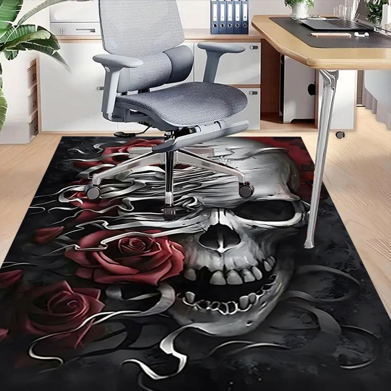 1PC Skull Roses Carpet Ultra Soft, Thick & Absorbent, Non Slip Machine Washable Mat for Entryway