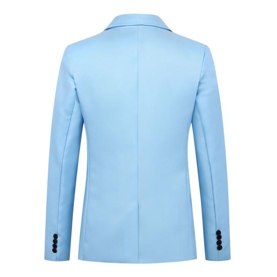 Men Blazer One Buckle Turndown Collar Long Sleeves Solid Color Plus Size Slim Fit Suit Jacket for Office