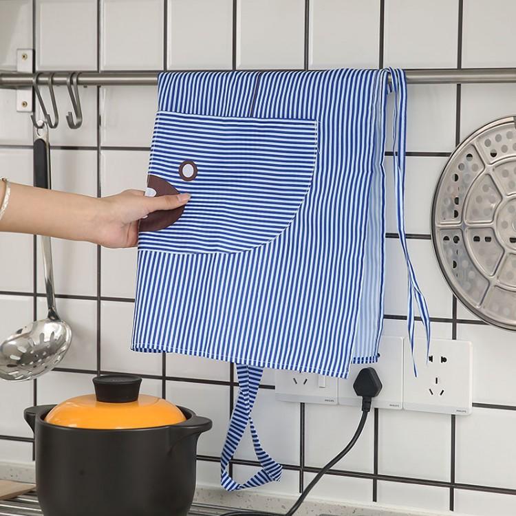 Household Halterneck Stir-fry Striped Apron Cartoon Print Bear Apron Kitchen Bib Cover-up Sleeveless Apron