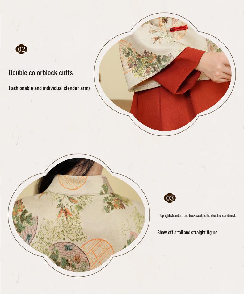 Damen Retro Chinesischer Stil Tang Anzug Cheongsam Oberteil & Hanfu Set – Herbst/Winter Teeanzug