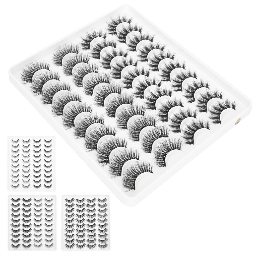 20 Pairs Makeup Long Thick False Eyelashes Daily Use Curly Dense False Lashes Set