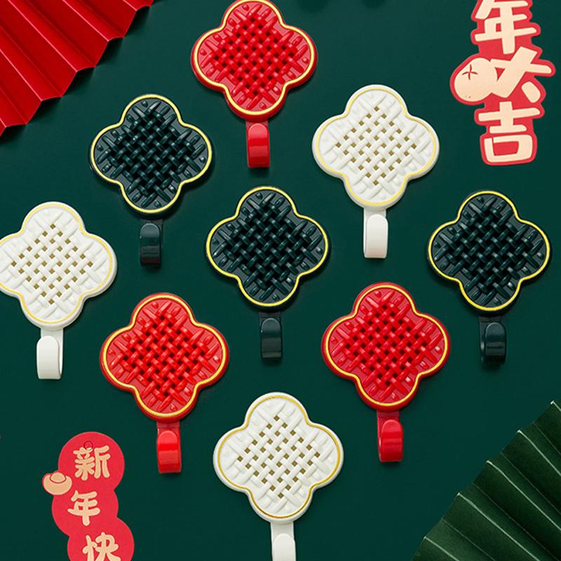 1/3pcs Chinese Knot Hooks Wall Hanging Hook Self-Adhesive Towel Key Bag Holder Clothes Punch-Free Hanger Strong Adhesive Organizer Rack