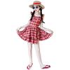 Girls Sleeveless Plaid Princess Dress Swimsuit Summer Beach One Piece Bathing Suit For Big Kids