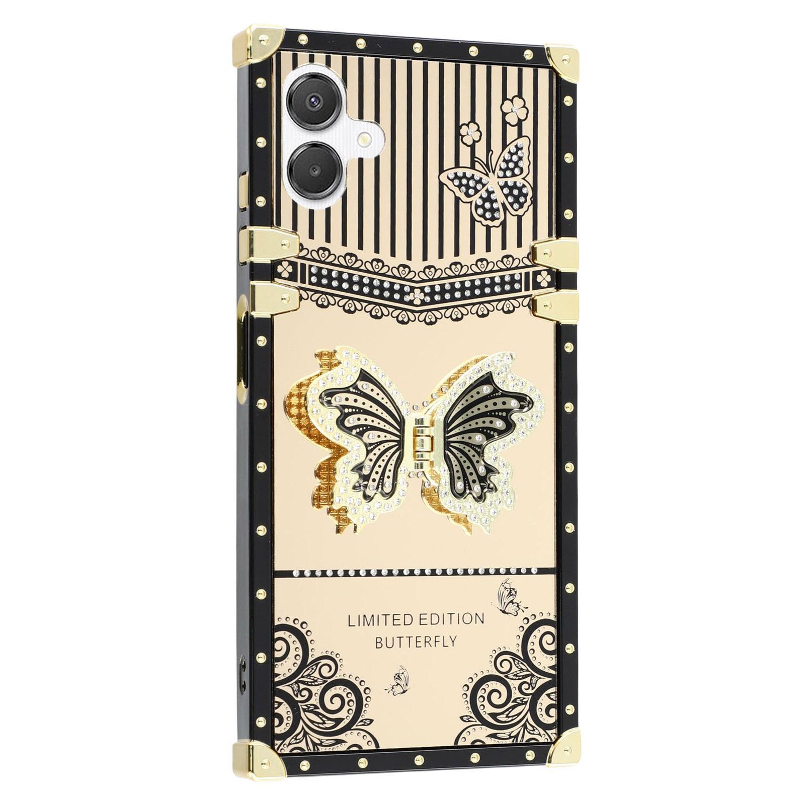 

Для Samsung Galaxy A06 4G/A06 5G Чохол Електроосаджений ТПУ + ПК Чохол для телефону з Підставкою-Метеликом B