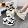 Freizeit Faux Pelz Gefütterte Schneestiefel Schuhe für Damen Zum Hineinschlüpfen Schnürung Klobige Plateau Knöchel Stiefel Winter Warm Kurze Stiefel Damen High Top Laufschuh