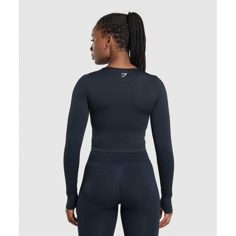 Gymshark Lift Seamless Zip Up Jacket Midnight Blue Black Marl B2c9h Ucvj
