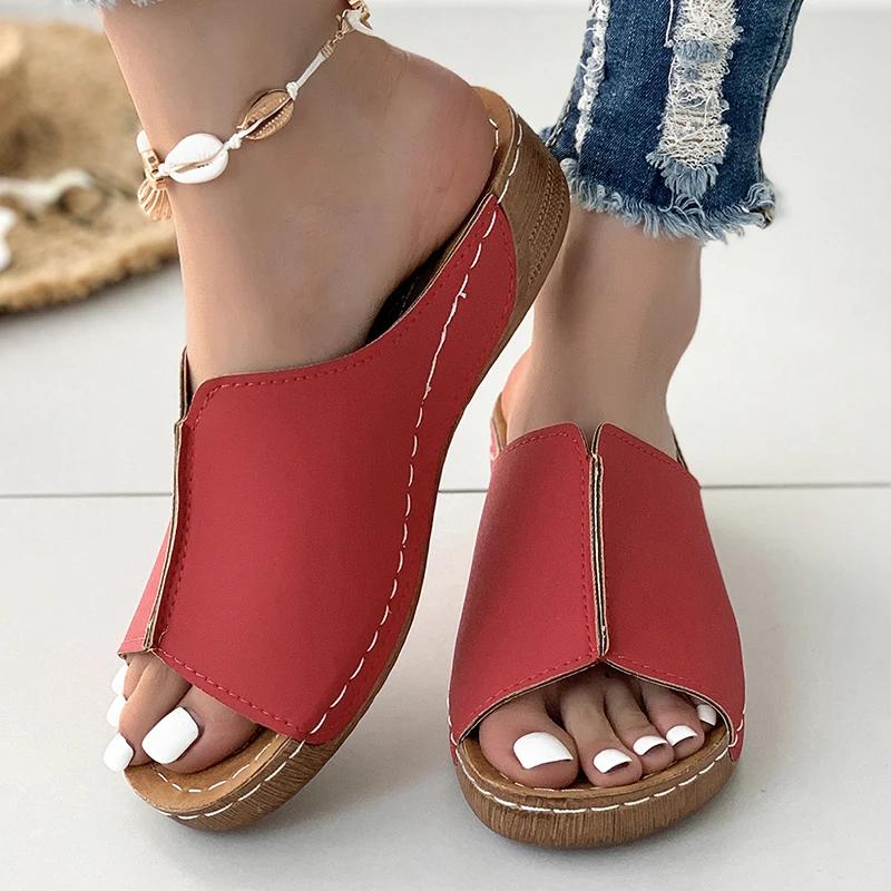 Fashion 2024 Summer Women's New Stylish and Comfortable Wedge Casual Slippers