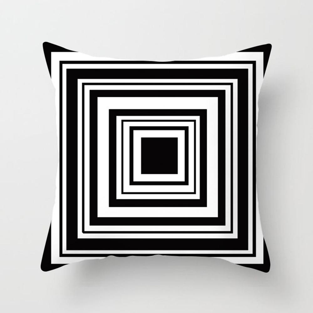 60x60cmNew Fashion Decorative Pillowcase Black/White Geometric Throw Cover Pillow Case Cushion For Living Room Square Home Decor